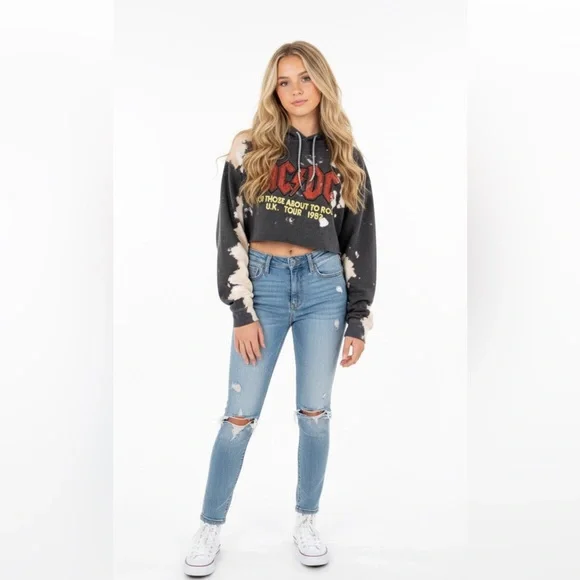 AC/DC Gray Hoodie with White Logo - Picture 3 of 5